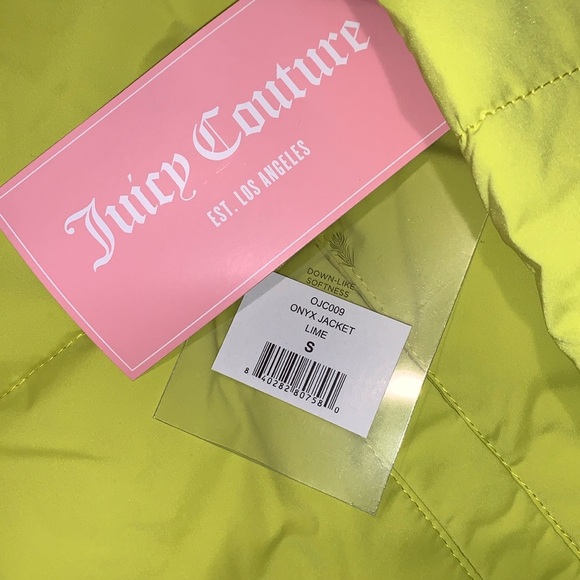 Juicy Couture Womens Neon Lime yellow/Green Puffer Jacket Onyx OJC009 Size S - Picture 6 of 8